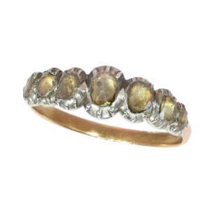 Georgian Diamond Ring in Silver on Gold, Belgium, c. 1830-1840